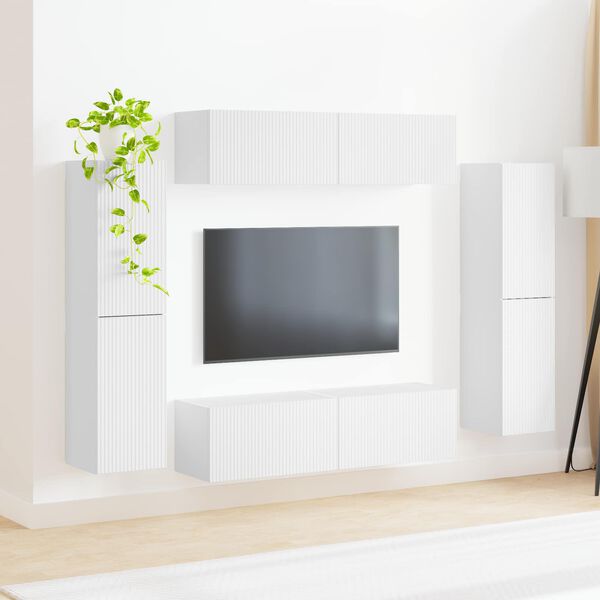 vidaXL TV-Schrankset 8 pcs Wei&szlig; Holzwerkstoff