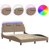 vidaXL Bettgestell "Viana" mit LED ohne Matratze Cappuccino-Braun 120x200 cm