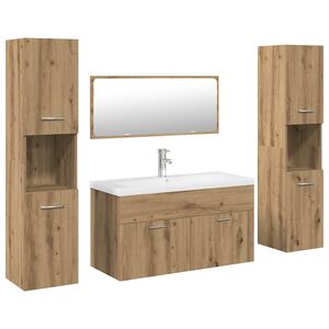 vidaXL 5-tlg. Badm&ouml;bel-Set Artisan-Eiche Holzwerkstoff