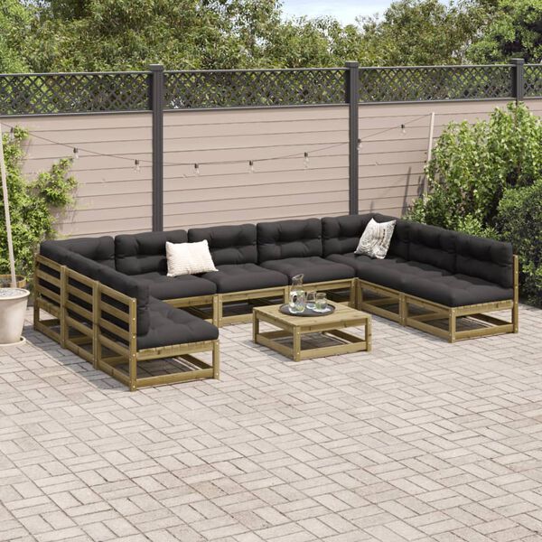 vidaXL 10-tlg. Garten-Sofagarnitur Kiefernholz Impr&auml;gniert
