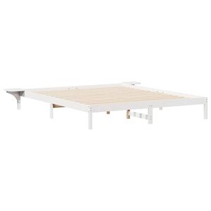 vidaXL Bettgestell mit Nachttischen Wei&szlig; 200 x 210 cm