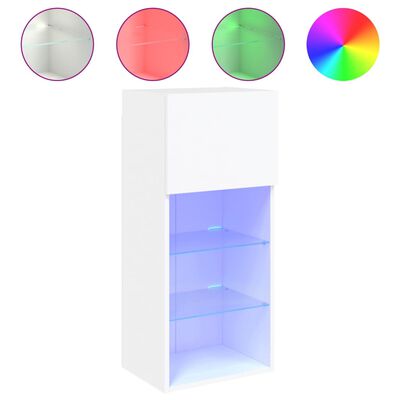 vidaXL TV-Schrank mit LED-Leuchten Weiß 40,5x30x90 cm