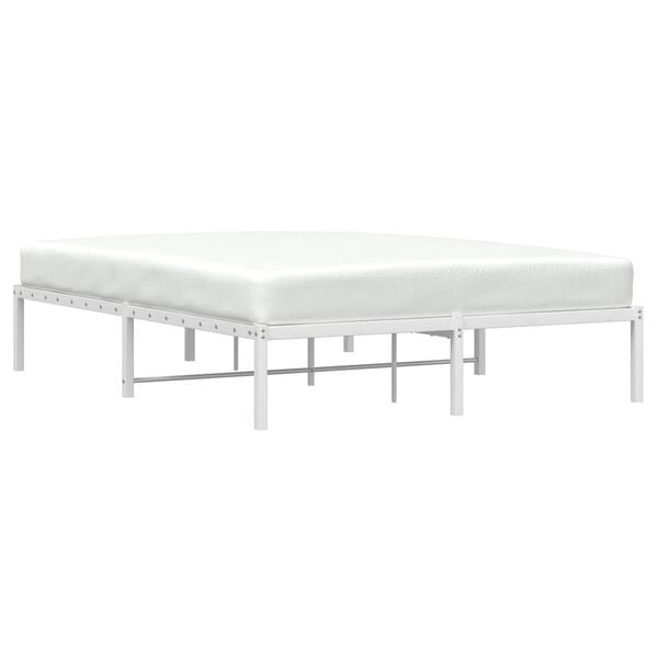 vidaXL Bettgestell Metall Wei&szlig; 135x190 cm