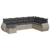 vidaXL 8-tlg. Garten-Sofagarnitur mit Kissen Hellgrau Poly Rattan