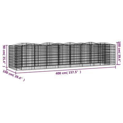 vidaXL Gabionen-Hochbeet mit Hochbogen 400x100x100 cm Verzinktes Eisen