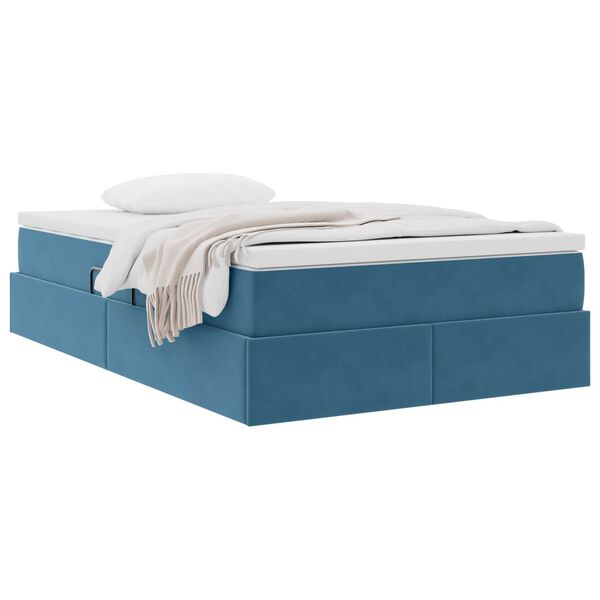 vidaXL Aufbewahrungsbett mit Matratze Blau 120 x 190 cm Samt