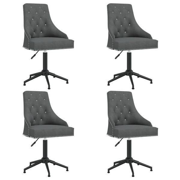 vidaXL Esszimmerst&uuml;hle 4 Stk. Drehbar Dunkelgrau Samt