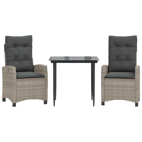 vidaXL 5-tlg. Garten-Essgruppe mit Kissen Hellgrau Poly Rattan