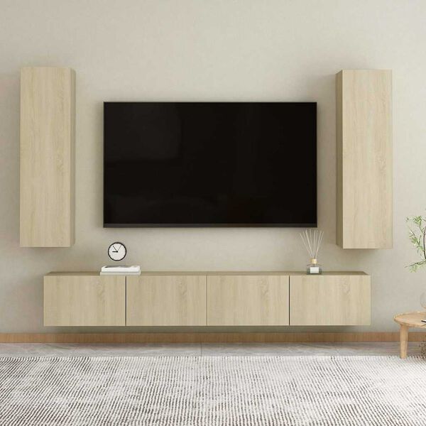 vidaXL 4-tlg. TV-Schrank-Set Sonoma-Eiche Holzwerkstoff