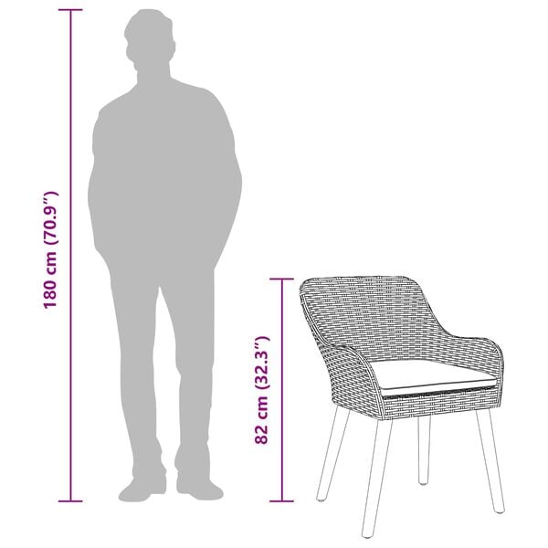 vidaXL Garten Essgruppe mit Kissen 5 pcs Schwarz Poly-Rattan