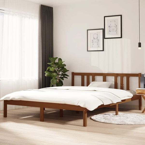 vidaXL Massivholzbett Honigbraun 150x200 cm