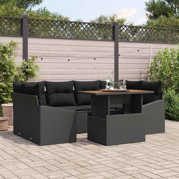 vidaXL Garten Essgruppe mit Kissen 7 pcs Schwarz und Braun