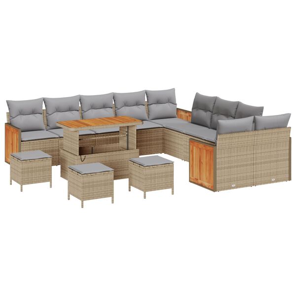 vidaXL Gartensofa-set mit Kissen 14 pcs Beige und Hellgrau