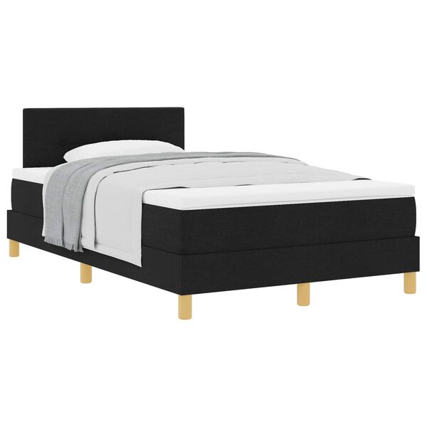 vidaXL Boxspringbett mit Matratze Schwarz 120 x 200 cm Stoff