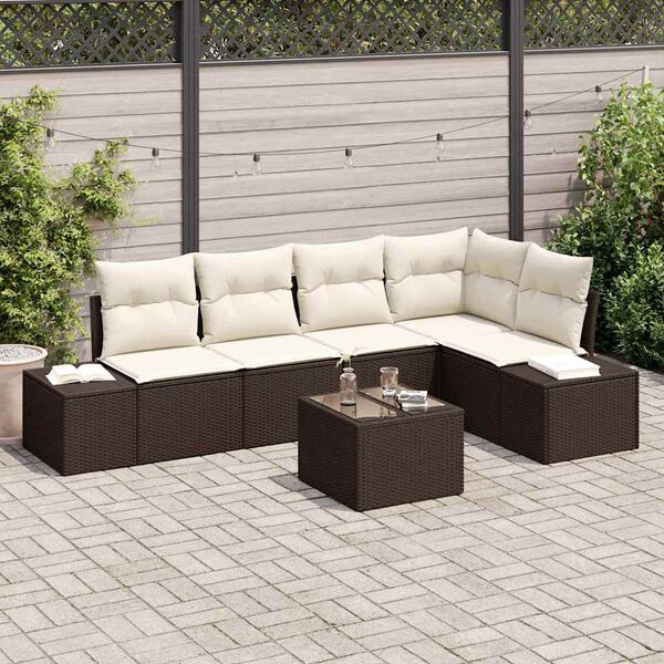 vidaXL Gartensofa-set mit Speicher Braun und Creme Poly-Rattan