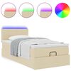 vidaXL Ottoman-Bett mit Matratze & LEDs Creme 90x190 cm Stoff