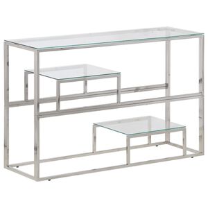 vidaXL Konsolentisch Silbern Edelstahl und Hartglas