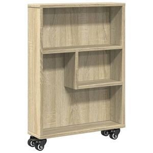 vidaXL Schmaler Aufbewahrungswagen Sonoma-Eiche 48x13x68 cm