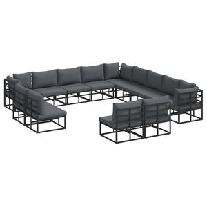 vidaXL Gartensofa-set mit Kissen 13 pcs Schwarz Aluminium
