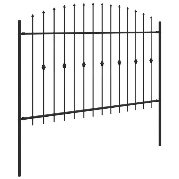 vidaXL Spie&szlig;zaun Schwarz 200 x 130 cm Pulverbeschichteter Stahl
