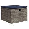 vidaXL Gartenhocker mit Kissen Grau 55 x 55 x 37 cm Poly-Rattan