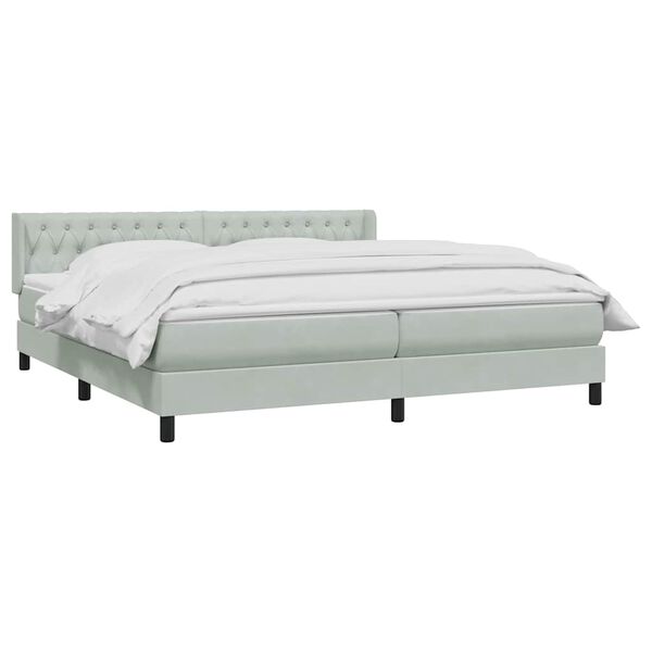 vidaXL Boxspringbett mit Matratze Hellgrau 180x210 cm Samt
