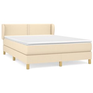 vidaXL Boxspringbett mit Matratze Creme 140x200 cm Stoff