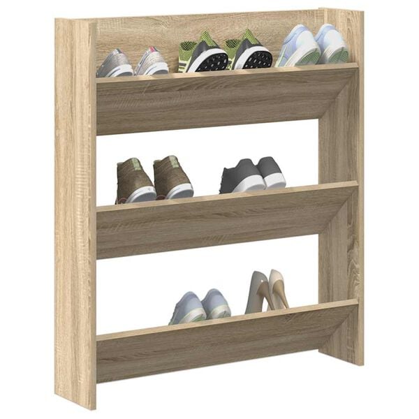 vidaXL Wand-Schuhschrank Sonoma-Eiche 80x18x90 cm Holzwerkstoff