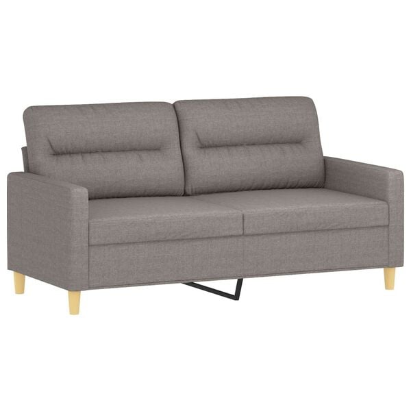 vidaXL 2-tlg. Sofagarnitur mit Kissen Taupe Stoff