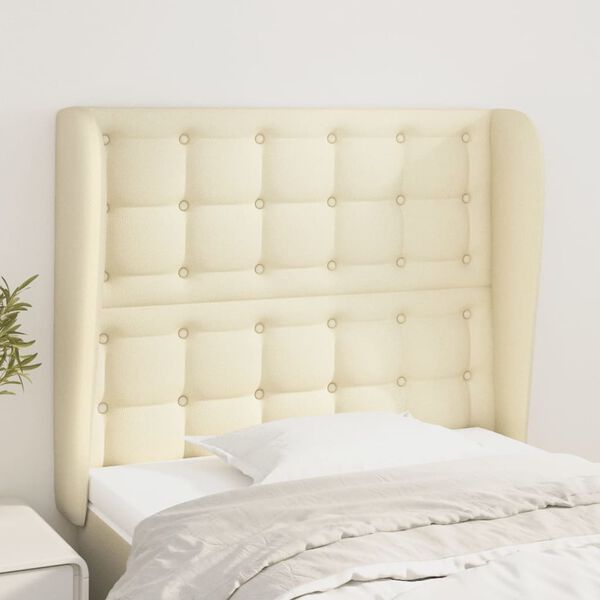 vidaXL Kopfteil mit Ohren Creme 93x23x118/128 cm Kunstleder