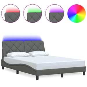 vidaXL Bettgestell mit LED ohne Matratze Dunkelgrau 120x200 cm Stoff