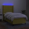 vidaXL Boxspringbett mit Matratze & LED Gr&uuml;n 90x190 cm Stoff