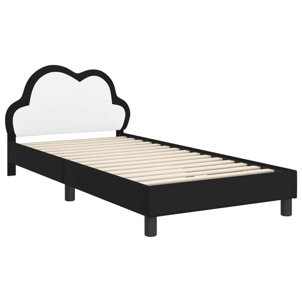 vidaXL Kinderbettgestell mit Kopfteil Schwarz 90 x 200 cm PU