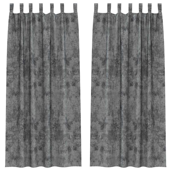 vidaXL Samtvorh&auml;nge mit Vorh&auml;ngen 2 pcs Grau 225 x 140 cm Samt