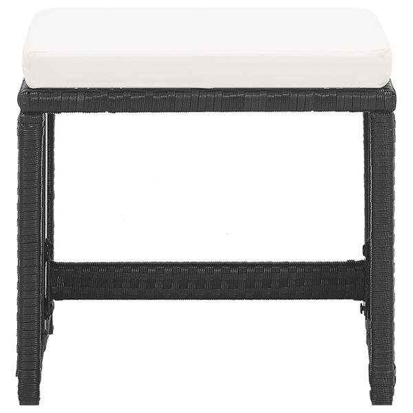 vidaXL Gartenhocker 2 Stk. mit Sitzkissen Poly Rattan Schwarz