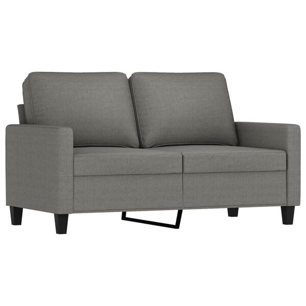 vidaXL 2-tlg. Sofagarnitur mit Kissen Dunkelgrau Stoff