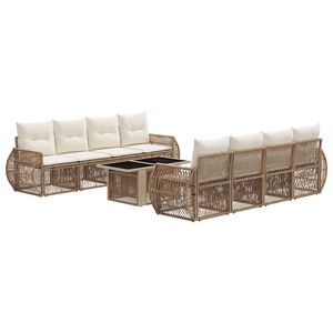 vidaXL Gartensofa-set 9 stk. Beige und Cremewei&szlig; Poly-Rattan