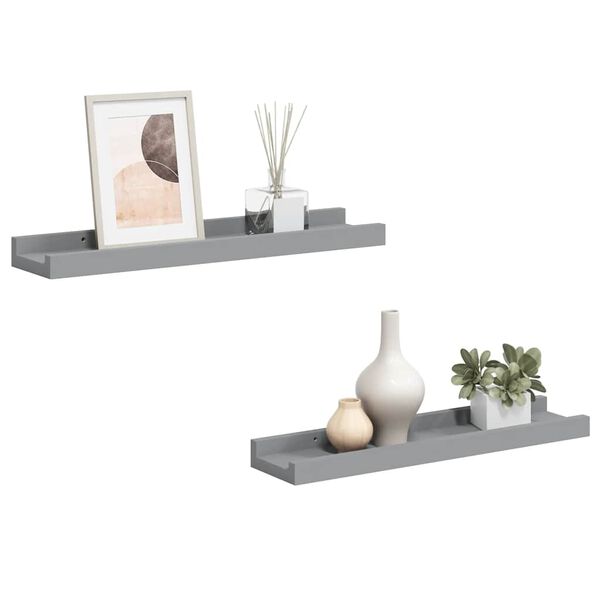 vidaXL Bilderleisten 2 Stk. Grau 40x9x3 cm MDF