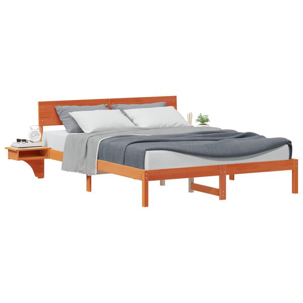 vidaXL Bettrahmen Wachsbraun 150 x 200 cm Massives Kiefernholz