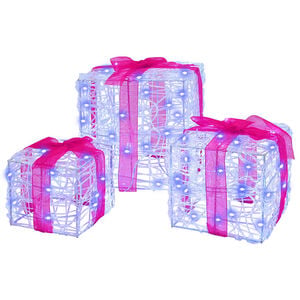 vidaXL Geschenkbox 3 stk. 60 LEDs Blau 20 x 20 x 20 cm Acryl