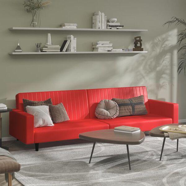 vidaXL Schlafsofa 2-Sitzer Rot Kunstleder