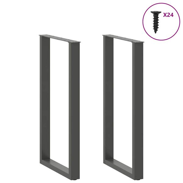 vidaXL Bartischbeine U-Form 2 Stk. Anthrazit 60x(110-111) cm Stahl
