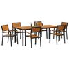 vidaXL Garten Essgruppe 7 pcs Schwarz Massivholz Akazie