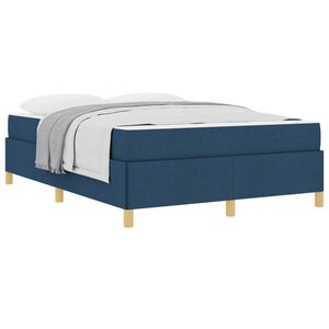 vidaXL Bettrahmen mit Matratze Blau 140 x 190 cm Stoff