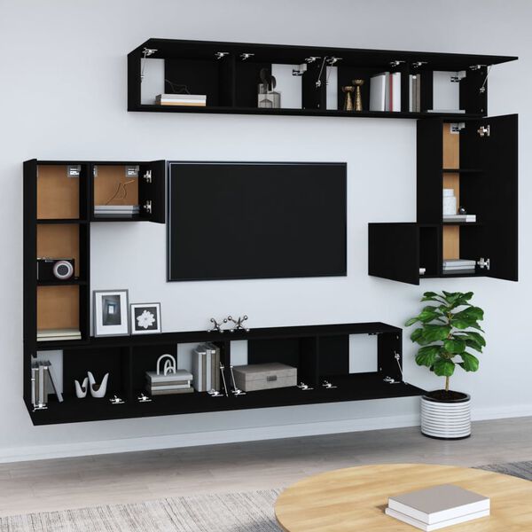 vidaXL TV-Wandschrank Schwarz Holzwerkstoff