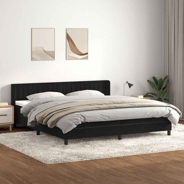 vidaXL Boxspringbett mit Matratze Schwarz 200x220 cm Samt