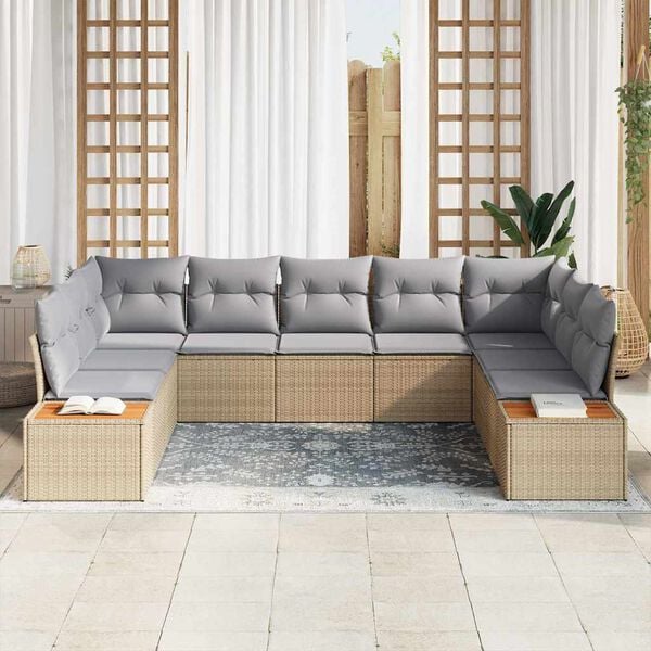 vidaXL Gartensofa-set mit Kissen 5 pcs Beige und Hellgrau Polyrattan