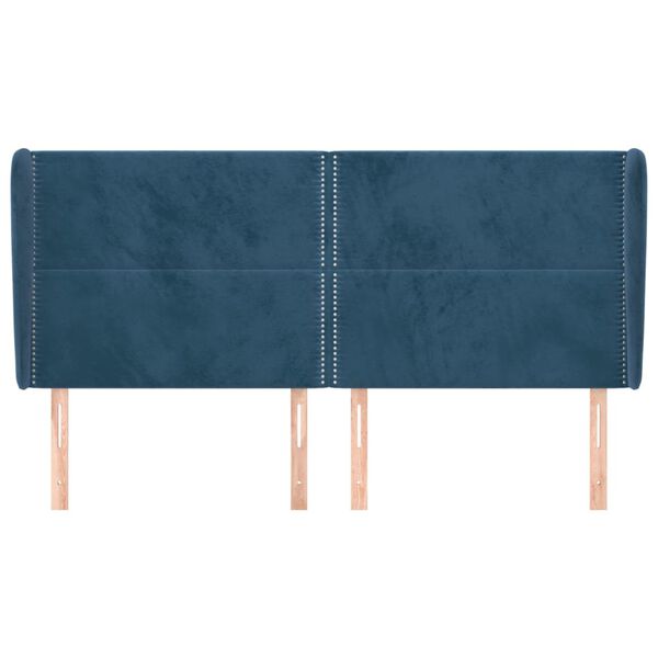 vidaXL Kopfteil mit Ohren Dunkelblau 203x23x118/128 cm Samt