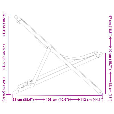 vidaXL Strandstuhl Klappbar Taupe Massivholz Eukalyptus und Stoff