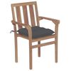 vidaXL Stapelbare Gartenst&uuml;hle mit Kissen 4 Stk. Massivholz Teak